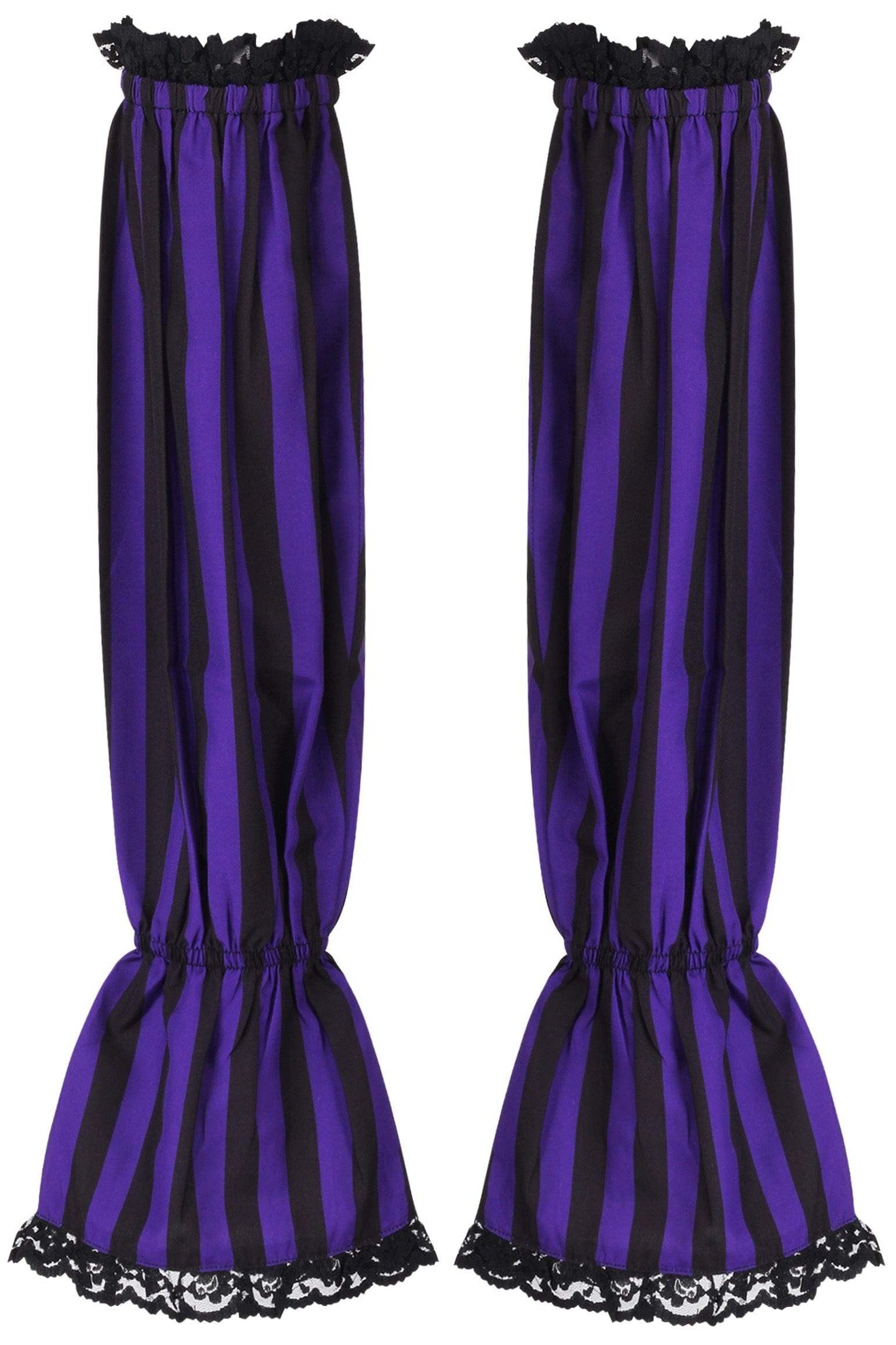Daisy Corsets Black/Purple Striped Smocked Sleeves - Daisy Corsets - Flyclothing LLC