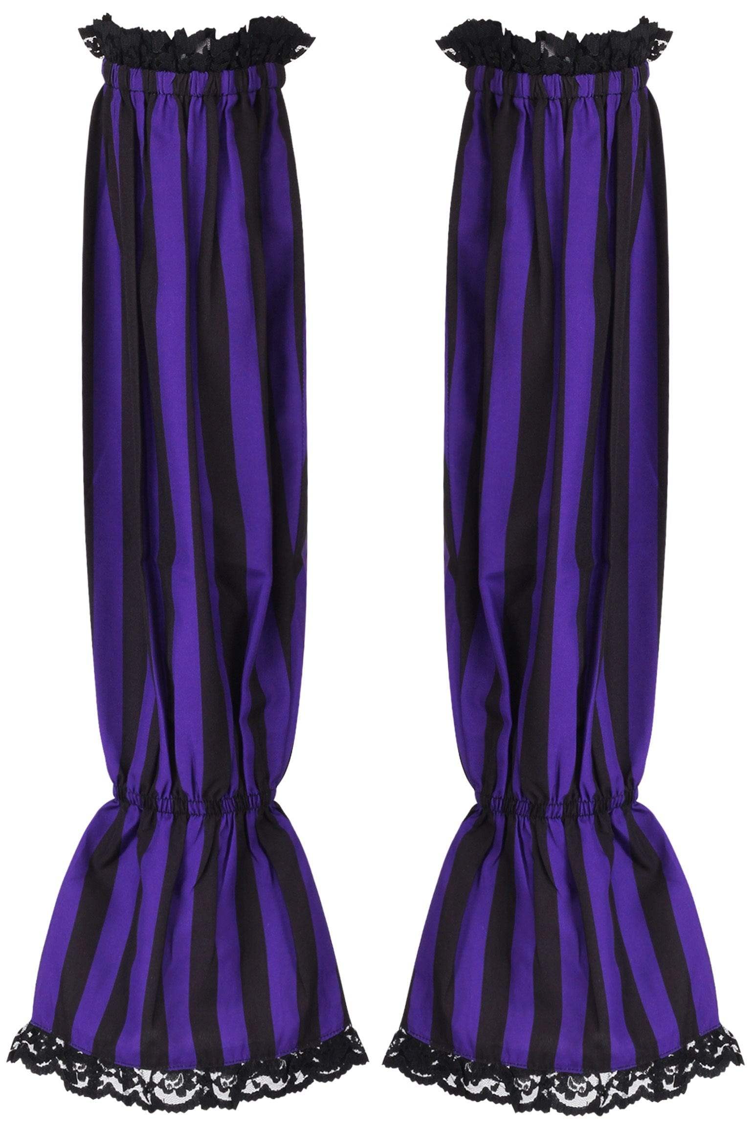 Daisy Corsets Black/Purple Striped Smocked Sleeves - Daisy Corsets - Flyclothing LLC