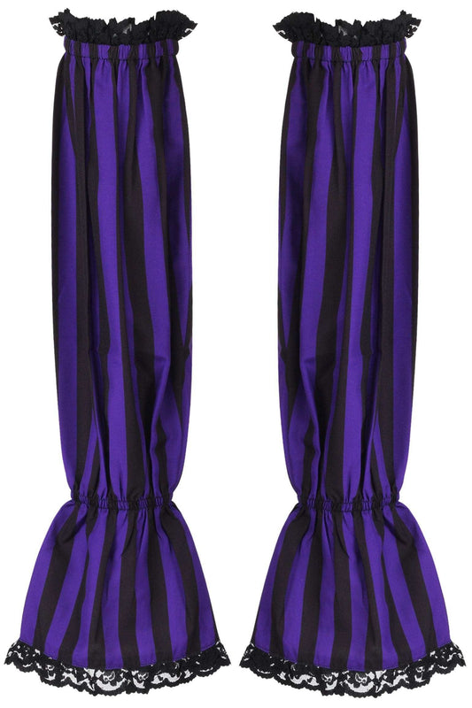 Daisy Corsets Black/Purple Striped Smocked Sleeves - Daisy Corsets - Flyclothing LLC