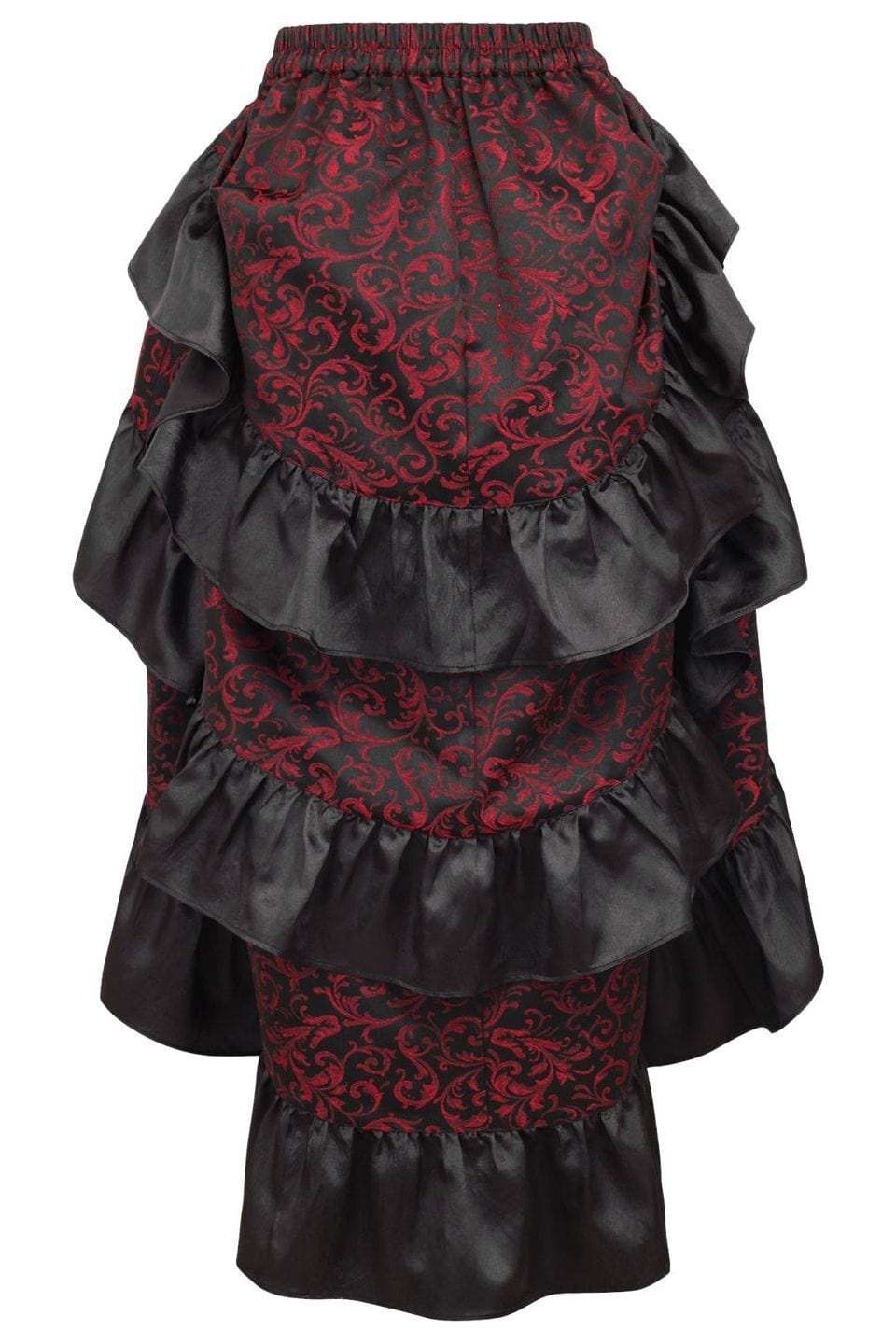 Daisy Corsets Red/Black Brocade Adjustable High Low Bustle Skirt - Daisy Corsets - Flyclothing LLC