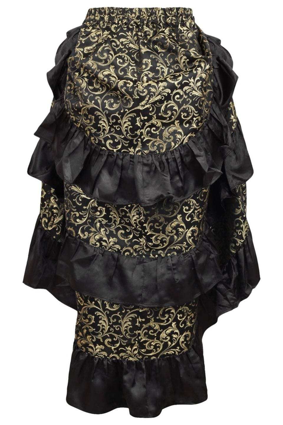 Daisy Corsets Gold/Black Brocade Adjustable High Low Bustle Skirt - Daisy Corsets - Flyclothing LLC