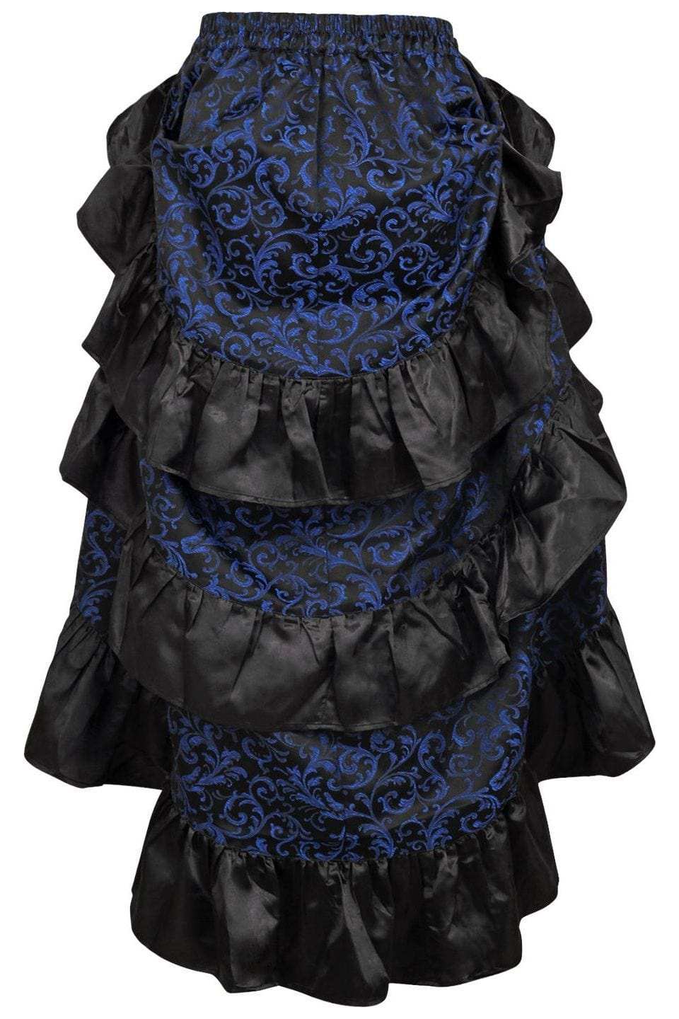 Daisy Corsets Blue/Black Brocade Adjustable High Low Bustle Skirt - Daisy Corsets - Flyclothing LLC