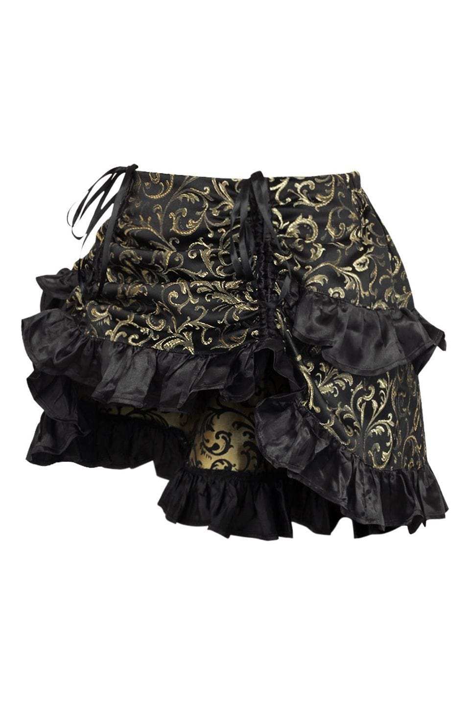 Daisy Corsets Gold/Black Brocade Ruched Bustle Skirt - Daisy Corsets - Flyclothing LLC