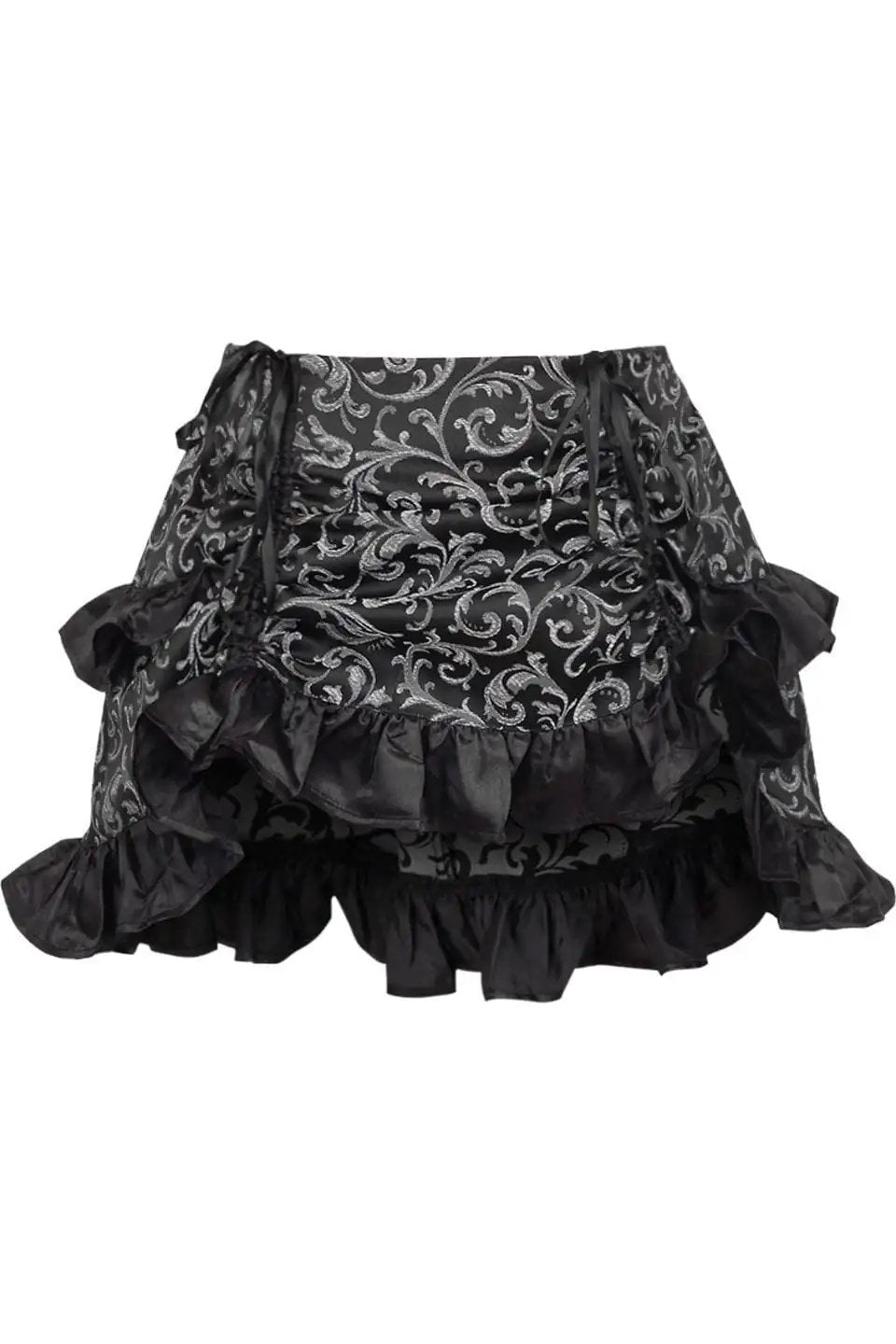 Daisy Corsets Silver/Black Brocade Ruched Bustle Skirt - Daisy Corsets