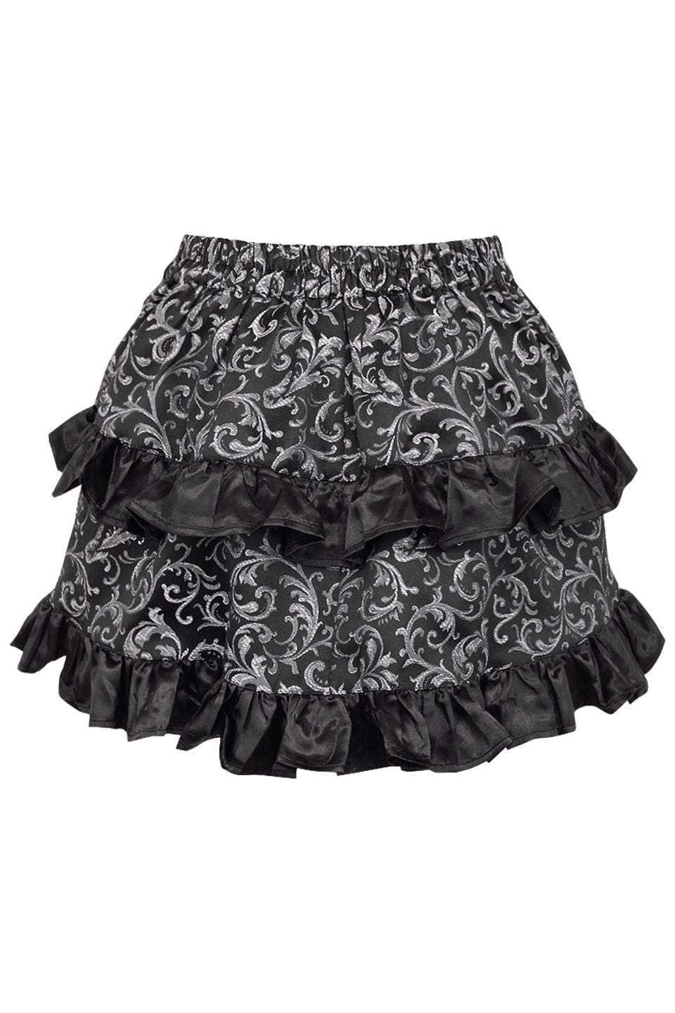 Daisy Corsets Silver/Black Brocade Ruched Bustle Skirt - Daisy Corsets - Flyclothing LLC