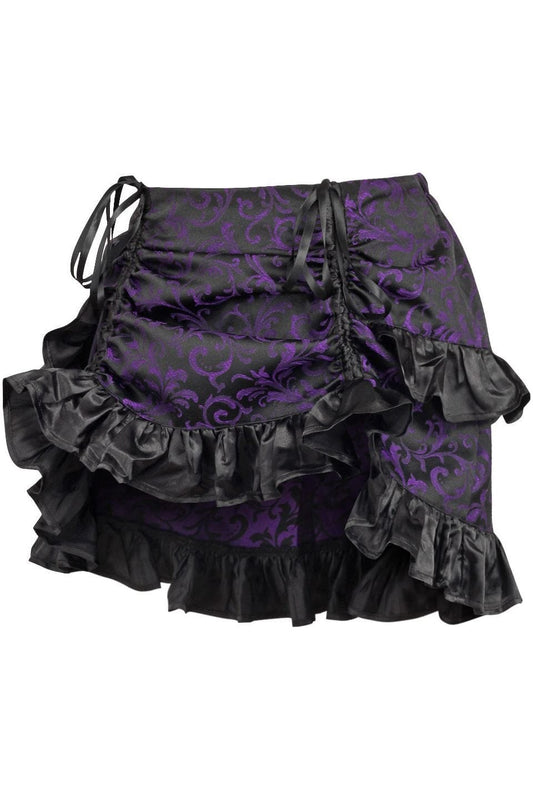 Daisy Corsets Purple/Black Brocade Ruched Bustle Skirt - Daisy Corsets