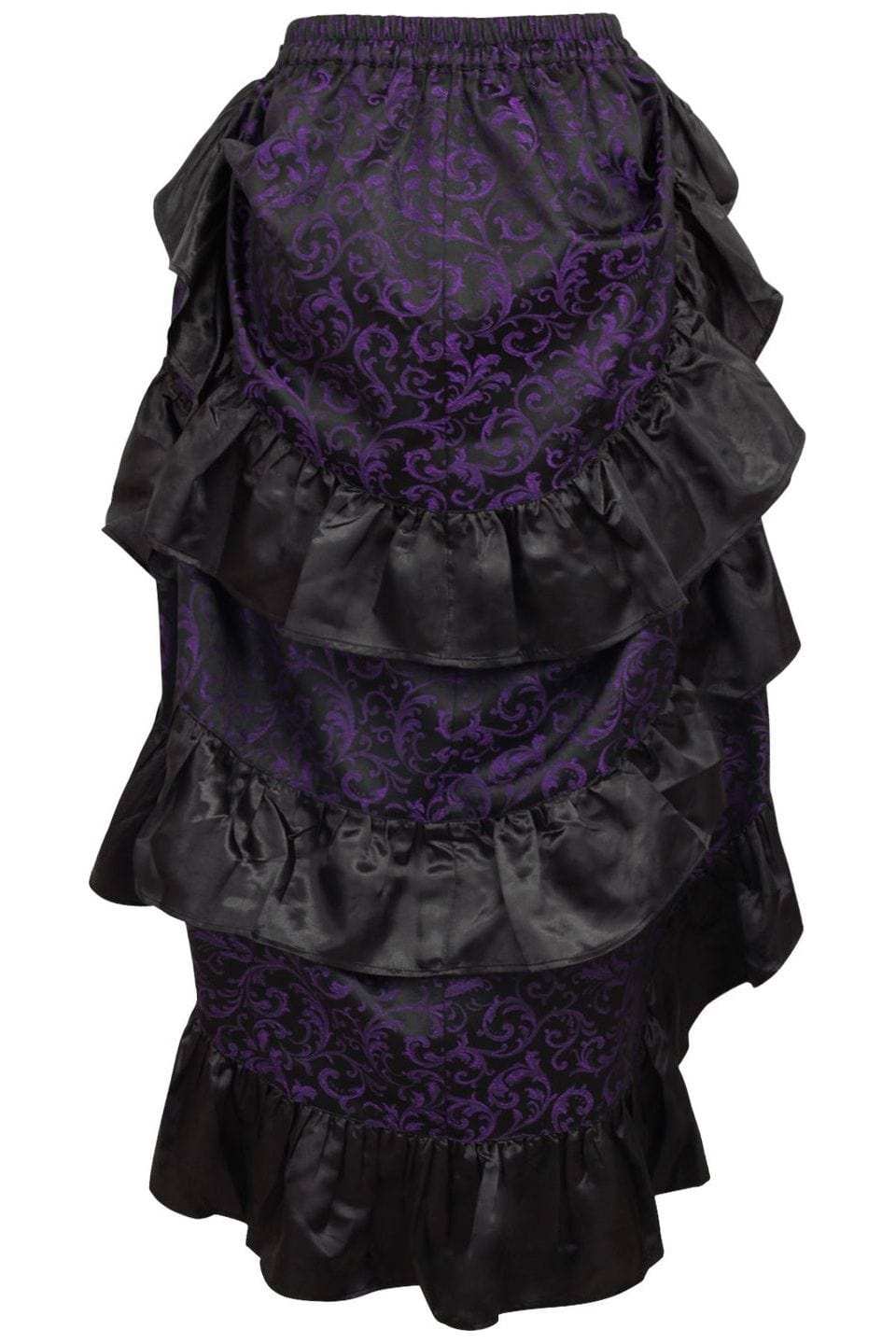 Daisy Corsets Purple/Black Brocade Adjustable High Low Bustle Skirt - Daisy Corsets - Flyclothing LLC