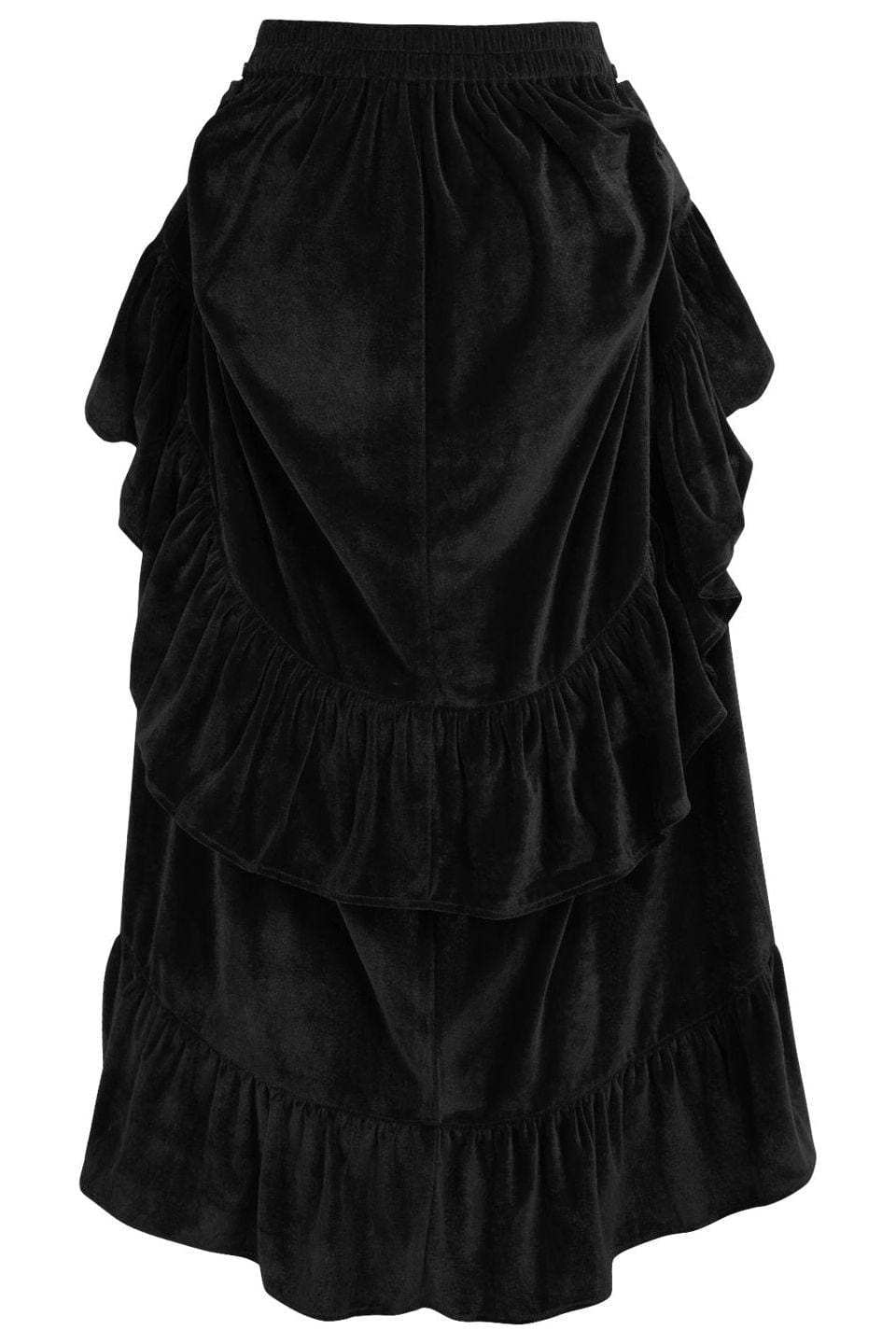 Daisy Corsets Black Velvet Adjustable High Low Bustle Skirt - Daisy Corsets - Flyclothing LLC
