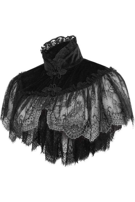 Daisy Corsets Black Velvet & Lace Capelet - Daisy Corsets - Flyclothing LLC