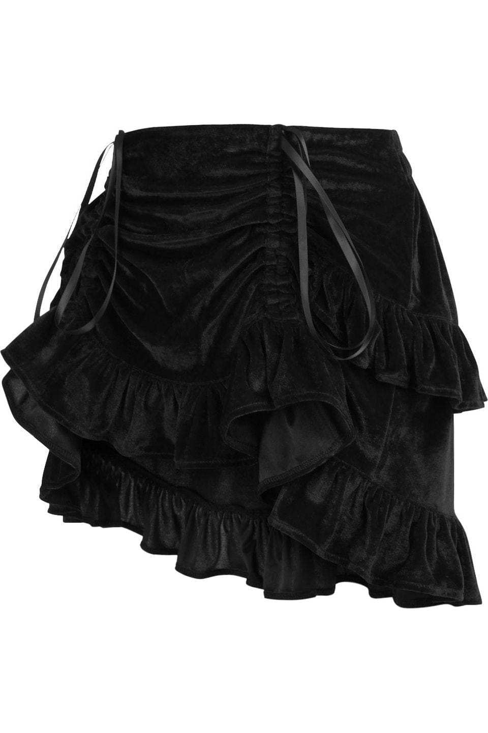Daisy Corsets Black Velvet Ruched Bustle Skirt - Daisy Corsets - Flyclothing LLC