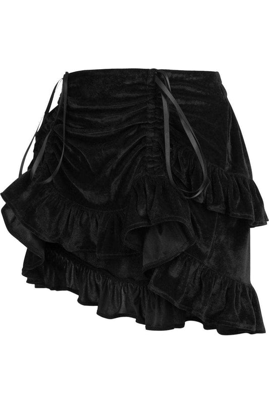 Daisy Corsets Black Velvet Ruched Bustle Skirt - Daisy Corsets - Flyclothing LLC