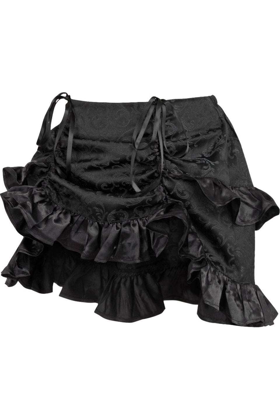 Daisy Corsets Black Brocade Ruched Bustle Skirt - Daisy Corsets - Flyclothing LLC