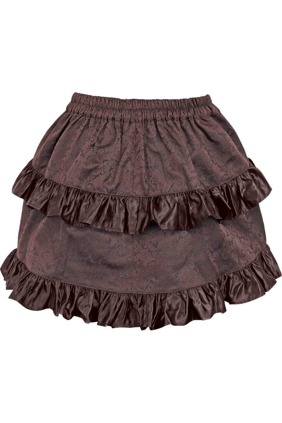 Daisy Corsets Brown Brocade Ruched Bustle Skirt - Daisy Corsets - Flyclothing LLC