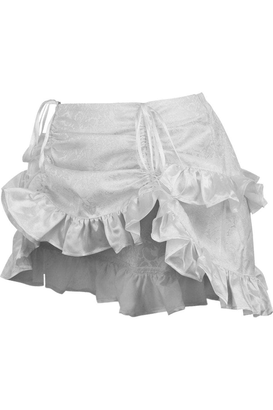 Daisy Corsets White Brocade Ruched Bustle Skirt - Daisy Corsets - Flyclothing LLC