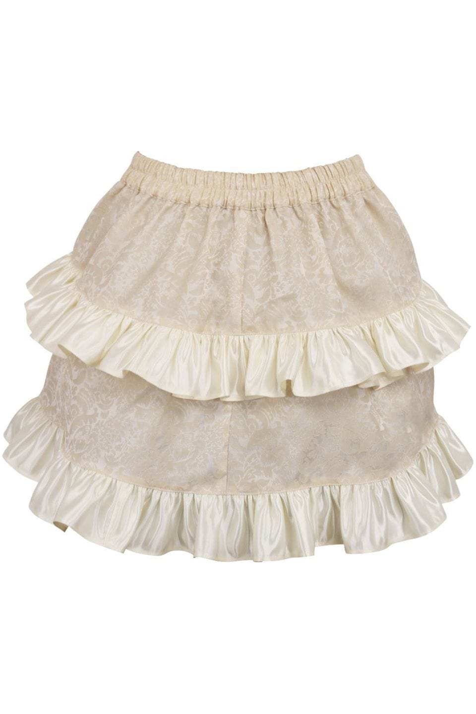 Daisy Corsets Ivory Brocade Ruched Bustle Skirt - Daisy Corsets - Flyclothing LLC