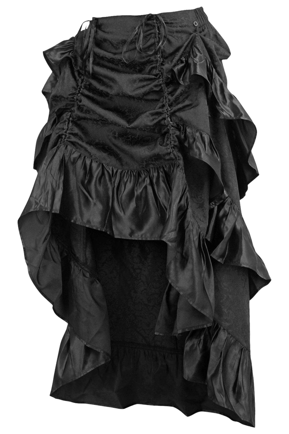Daisy Corsets Black Brocade Adjustable High Low Bustle Skirt - Daisy Corsets - Flyclothing LLC