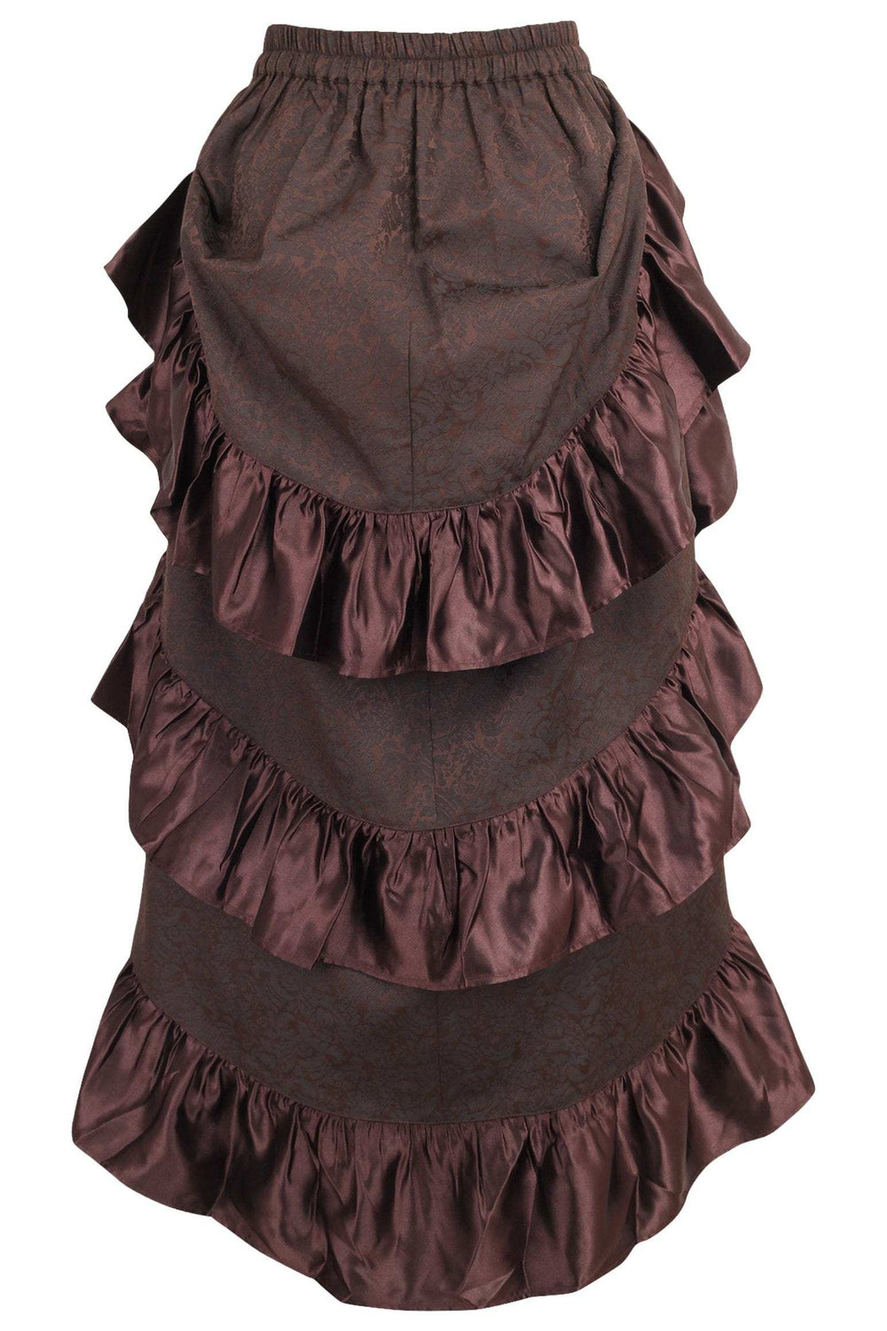 Daisy Corsets Brown Brocade Adjustable High Low Bustle Skirt - Daisy Corsets - Flyclothing LLC