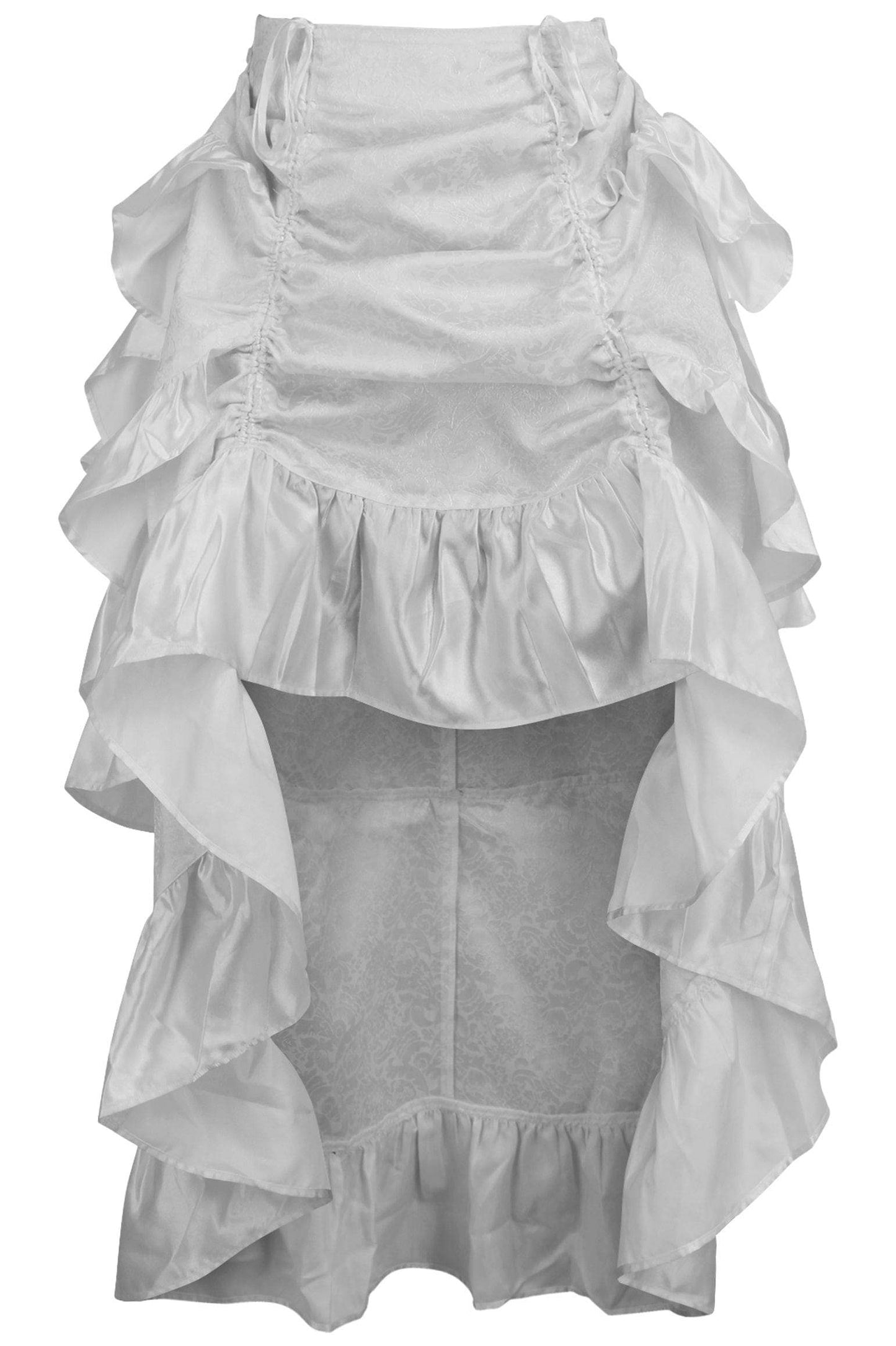 Daisy Corsets White Brocade Adjustable High Low Bustle Skirt - Daisy Corsets - Flyclothing LLC