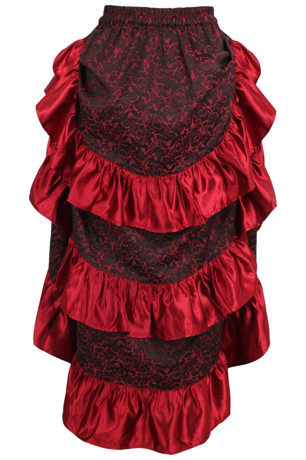 Daisy Corsets Red Brocade Adjustable High Low Bustle Skirt - Daisy Corsets - Flyclothing LLC