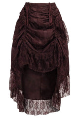 Daisy Corsets Brown Lace Adjustable High Low Bustle Skirt - Daisy Corsets - Flyclothing LLC