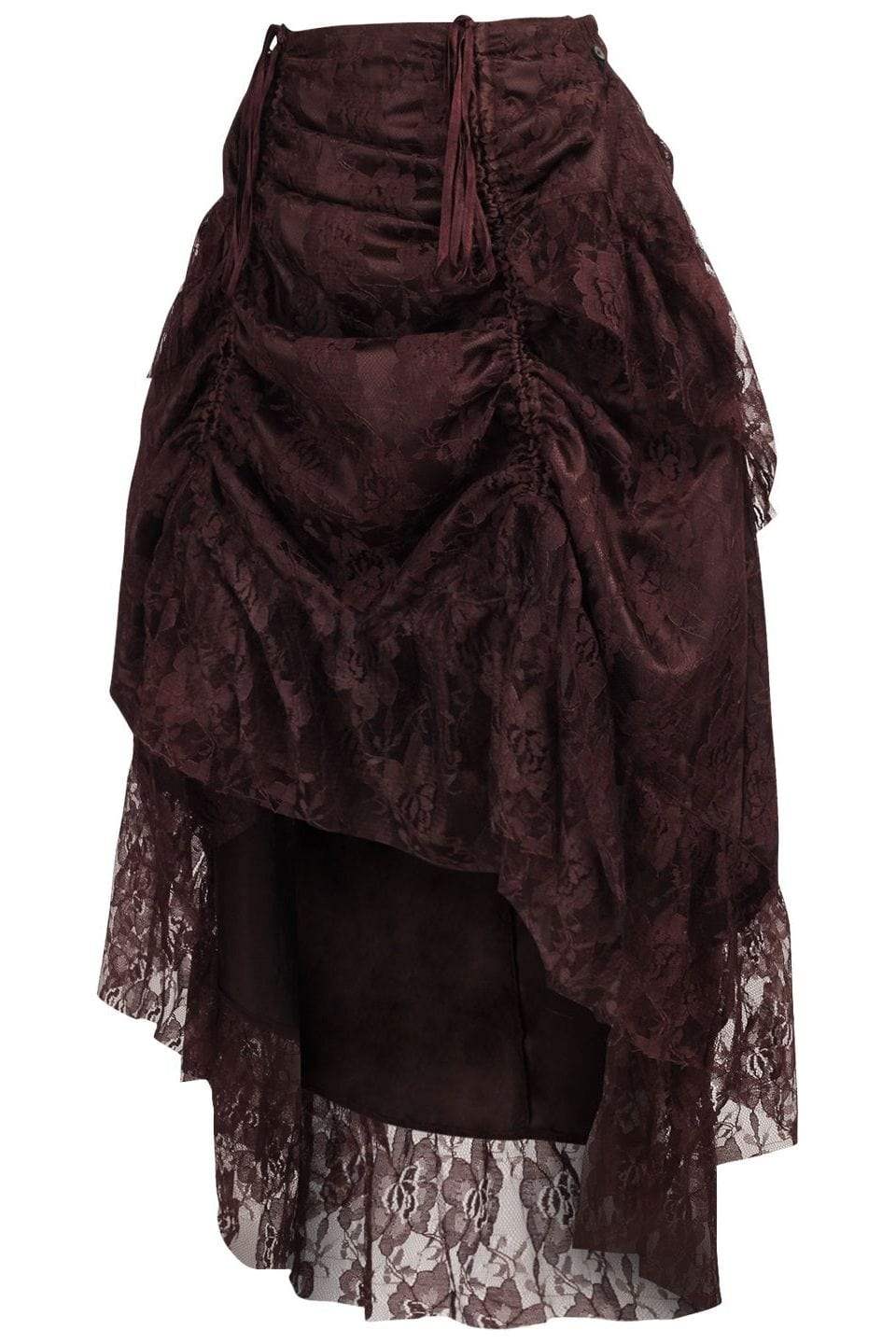 Daisy Corsets Brown Lace Adjustable High Low Bustle Skirt - Daisy Corsets - Flyclothing LLC