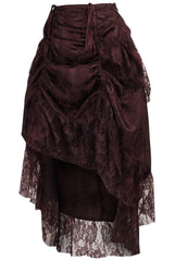 Daisy Corsets Brown Lace Adjustable High Low Bustle Skirt - Daisy Corsets - Flyclothing LLC