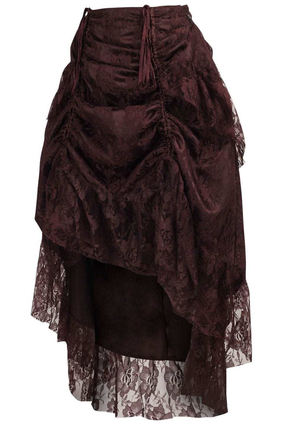 Daisy Corsets Brown Lace Adjustable High Low Bustle Skirt - Daisy Corsets - Flyclothing LLC
