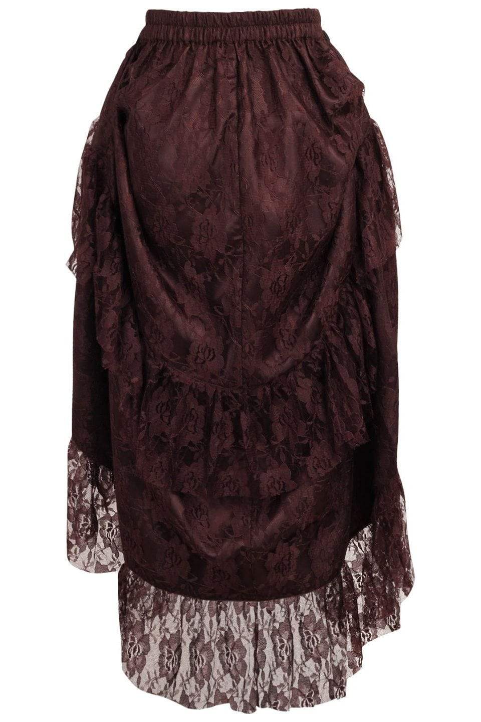 Daisy Corsets Brown Lace Adjustable High Low Bustle Skirt - Daisy Corsets - Flyclothing LLC