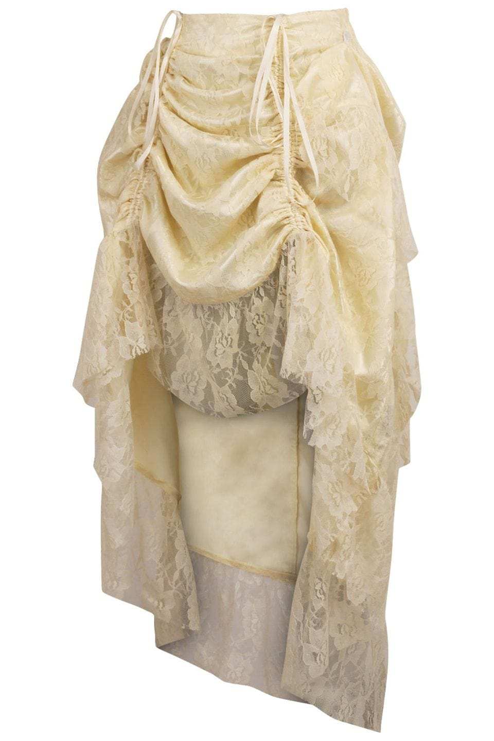 Daisy Corsets Ivory Lace Adjustable High Low Bustle Skirt - Daisy Corsets - Flyclothing LLC