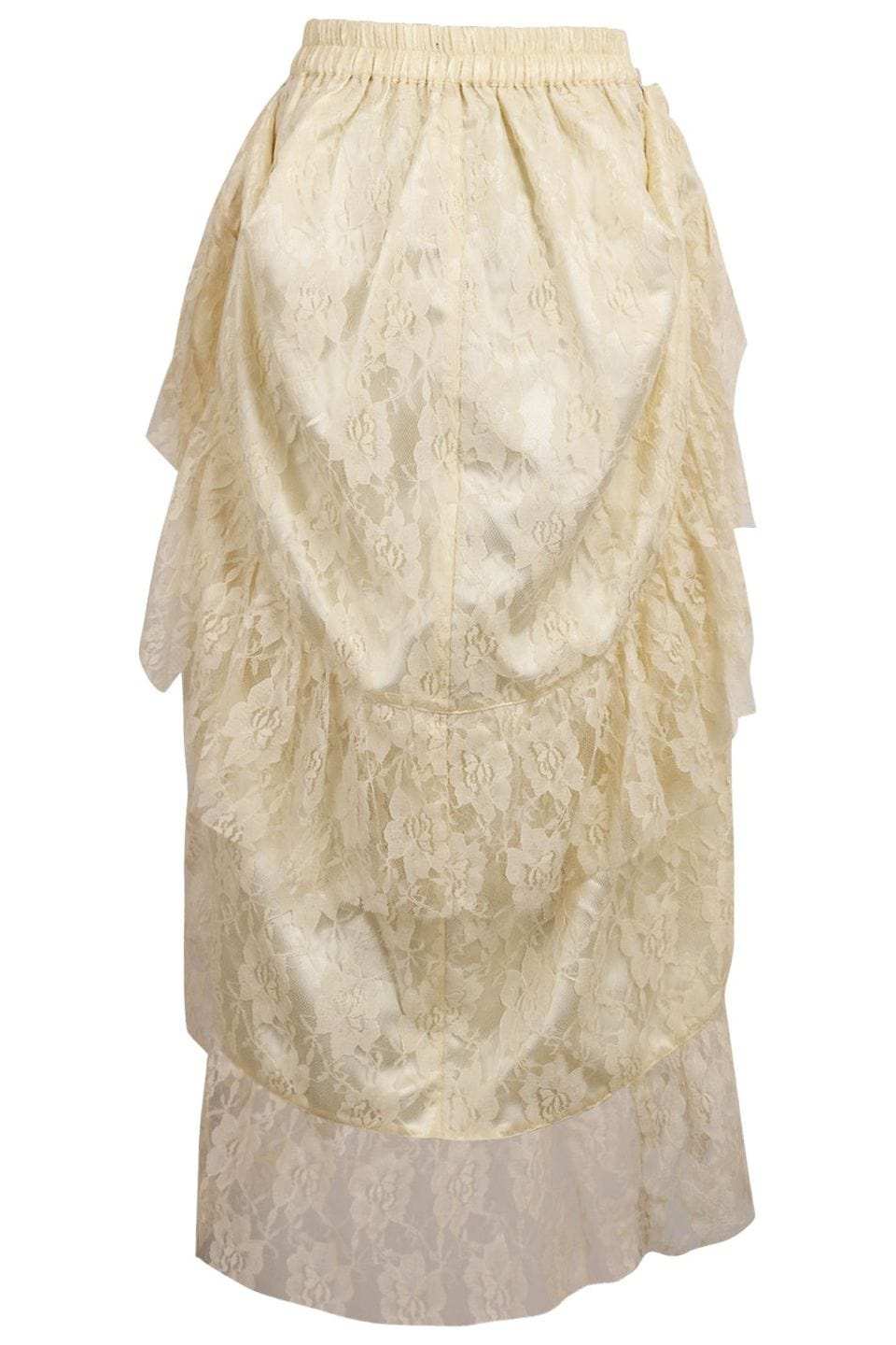 Daisy Corsets Ivory Lace Adjustable High Low Bustle Skirt - Daisy Corsets - Flyclothing LLC