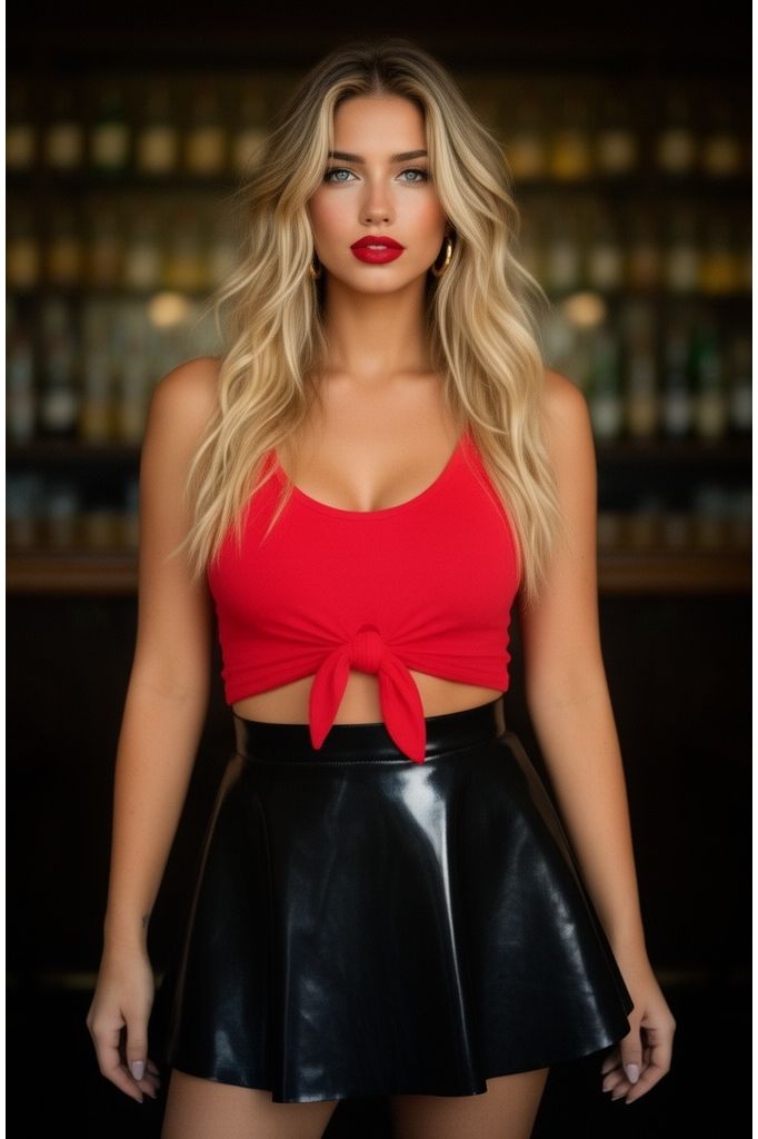 Black Patent Mini Skater Skirt