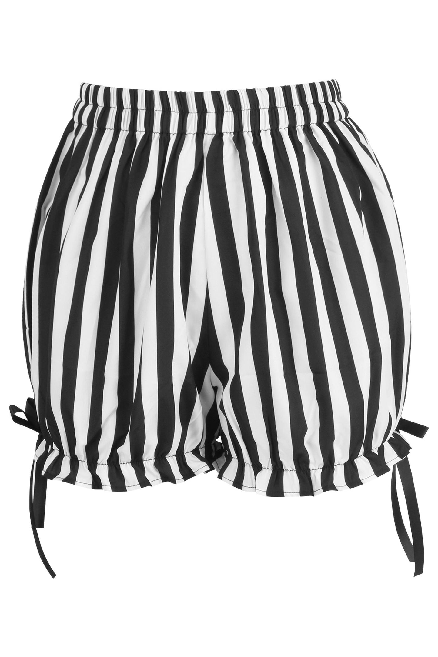 Daisy Corsets Top Drawer 2 PC White/Black Striped Burlesque Steel Boned Corset & Bloomer Set - Daisy Corsets