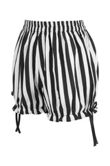 Daisy Corsets Top Drawer 2 PC White/Black Striped Burlesque Steel Boned Corset & Bloomer Set - Daisy Corsets