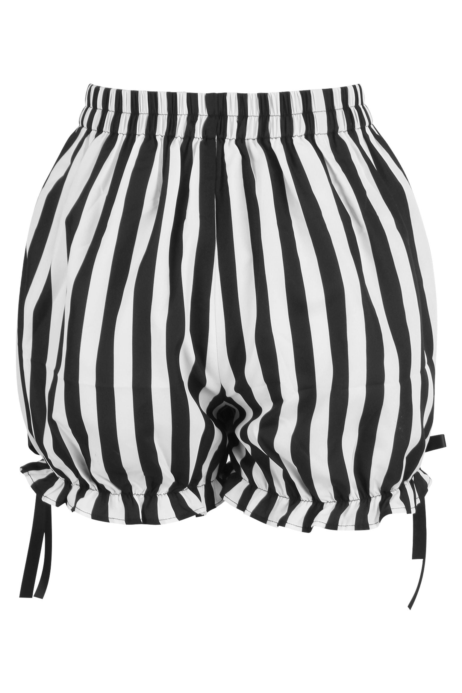 Daisy Corsets Top Drawer 2 PC White/Black Striped Burlesque Steel Boned Corset & Bloomer Set - Daisy Corsets