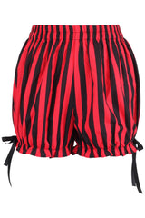 Daisy Corsets Top Drawer 2 PC Red/Black Striped Burlesque Steel Boned Corset & Bloomer Set - Daisy Corsets