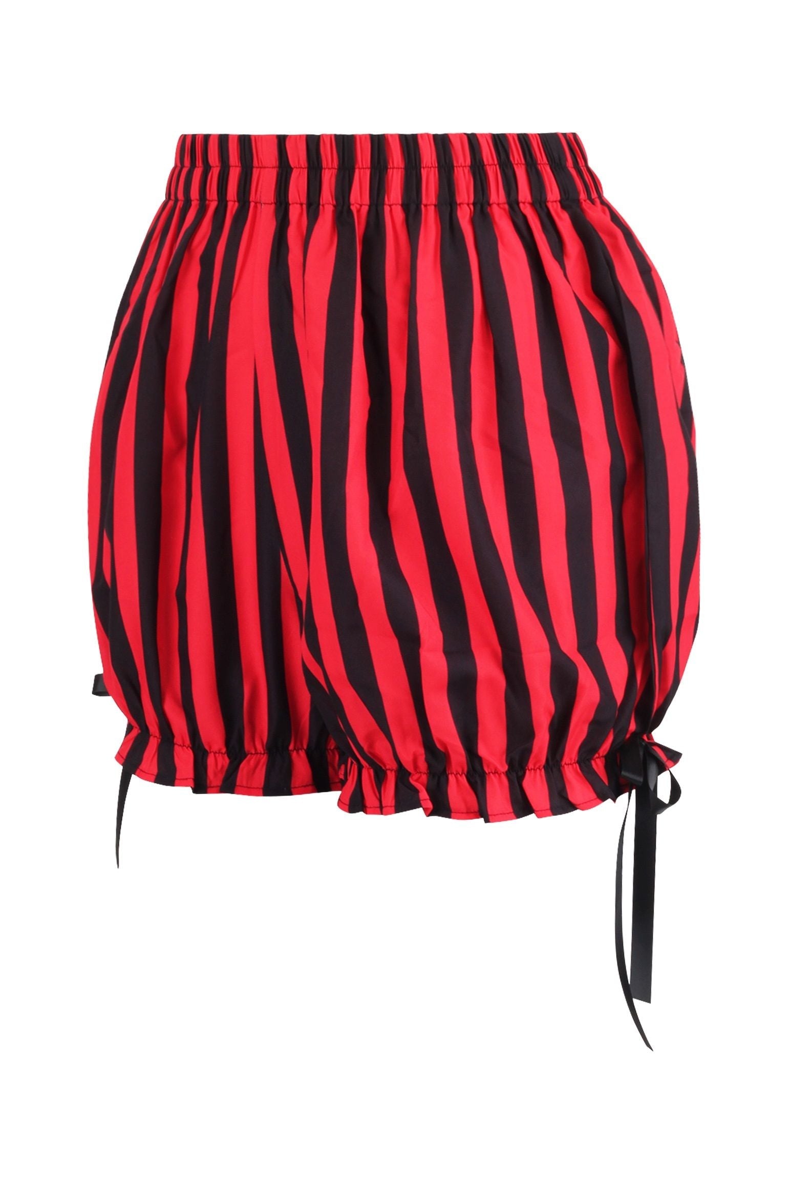 Daisy Corsets Top Drawer 2 PC Red/Black Striped Burlesque Steel Boned Corset & Bloomer Set - Daisy Corsets