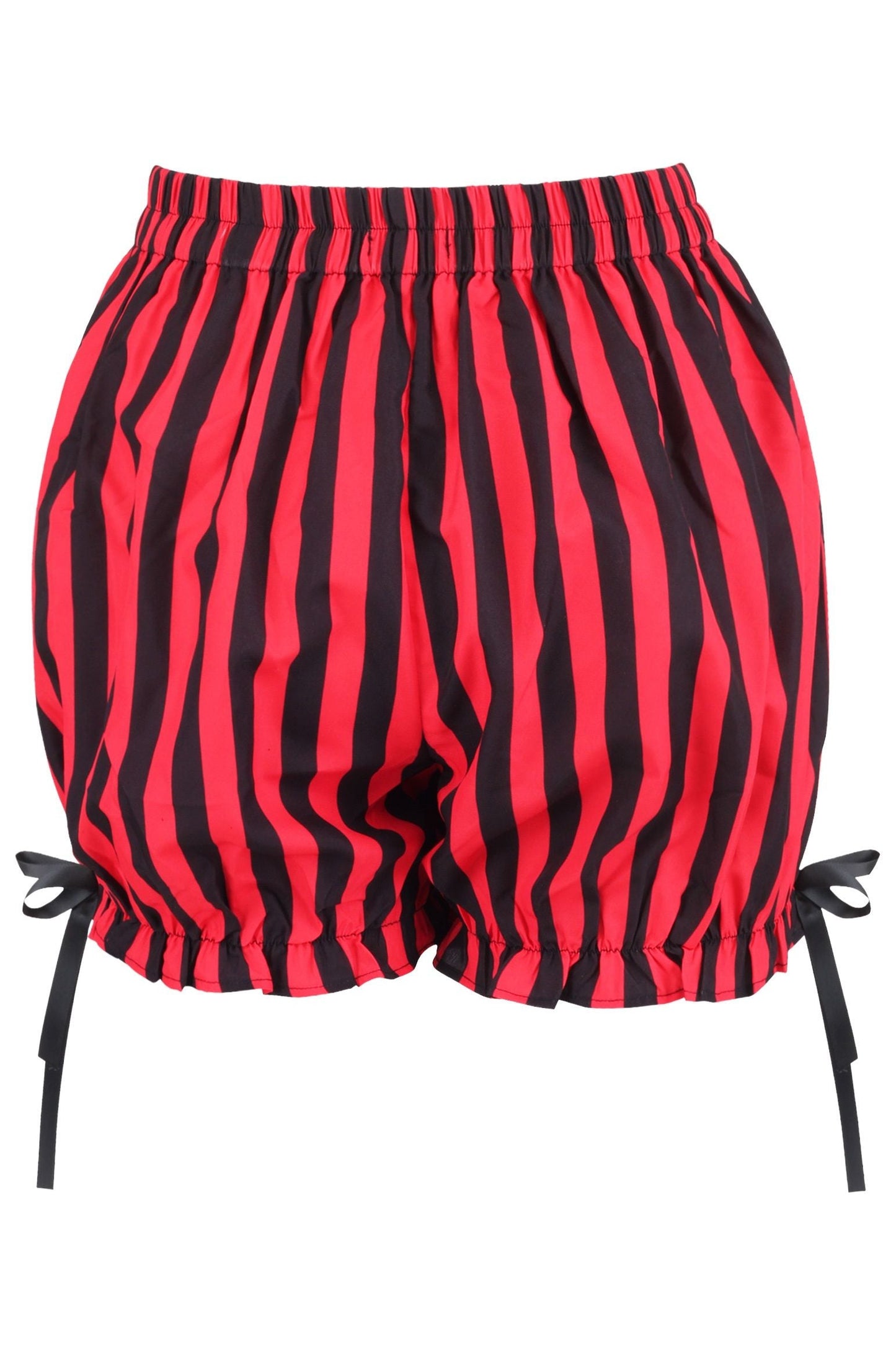 Daisy Corsets Top Drawer 2 PC Red/Black Striped Burlesque Steel Boned Corset & Bloomer Set - Daisy Corsets