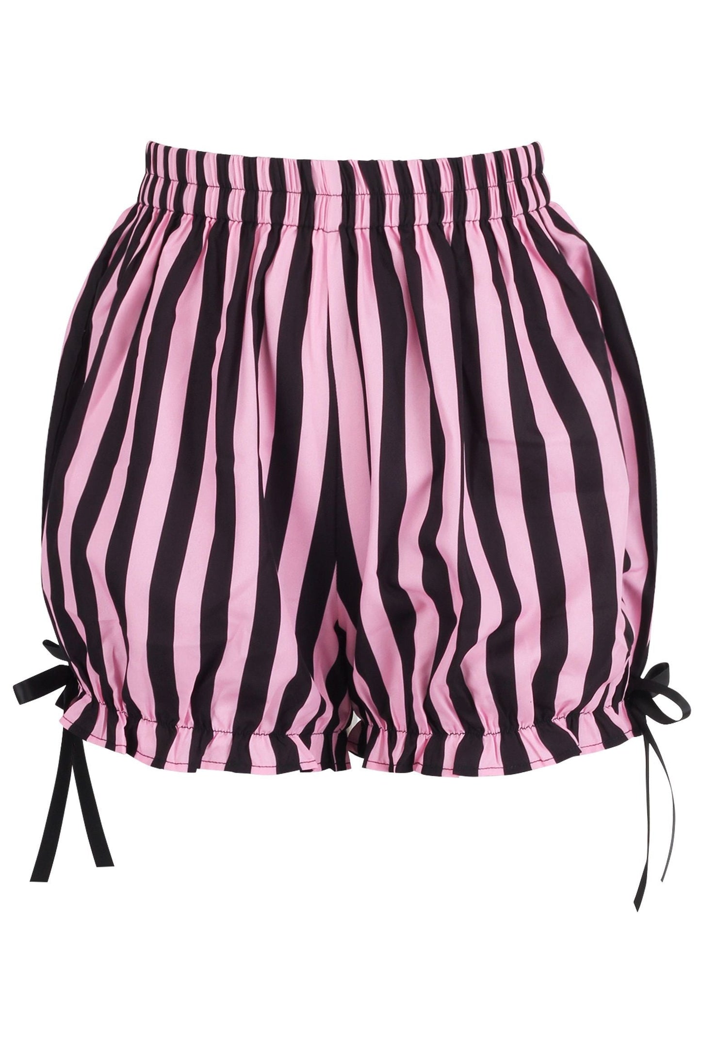 Daisy Corsets Top Drawer 2 PC Pink/Black Striped Burlesque Steel Boned Corset & Bloomer Set - Daisy Corsets