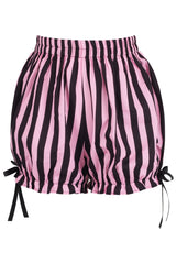 Daisy Corsets Top Drawer 2 PC Pink/Black Striped Burlesque Steel Boned Corset & Bloomer Set - Daisy Corsets