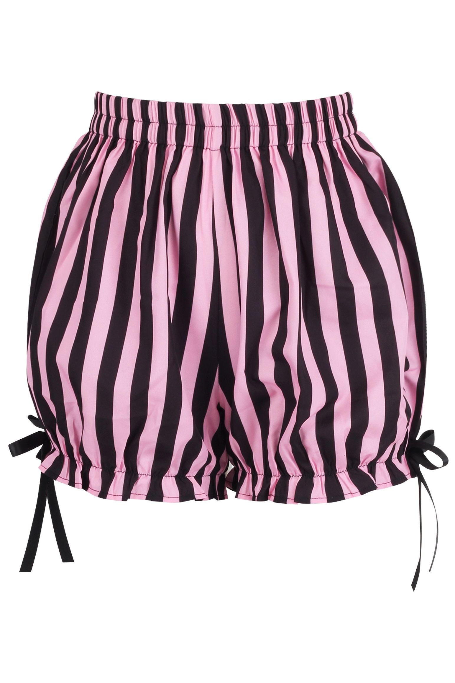 Daisy Corsets Top Drawer 2 PC Pink/Black Striped Burlesque Steel Boned Corset & Bloomer Set - Daisy Corsets