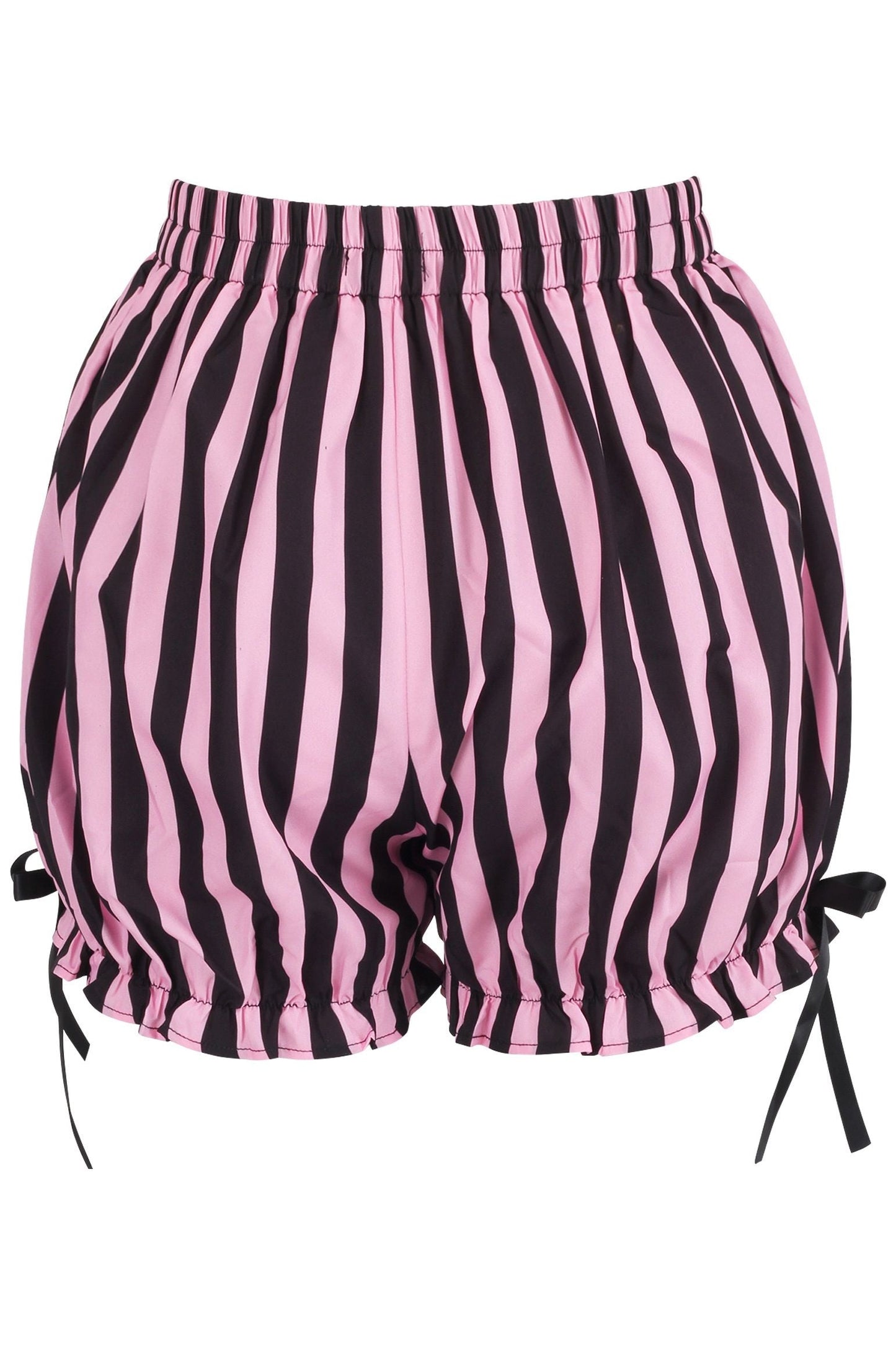 Daisy Corsets Top Drawer 2 PC Pink/Black Striped Burlesque Steel Boned Corset & Bloomer Set - Daisy Corsets