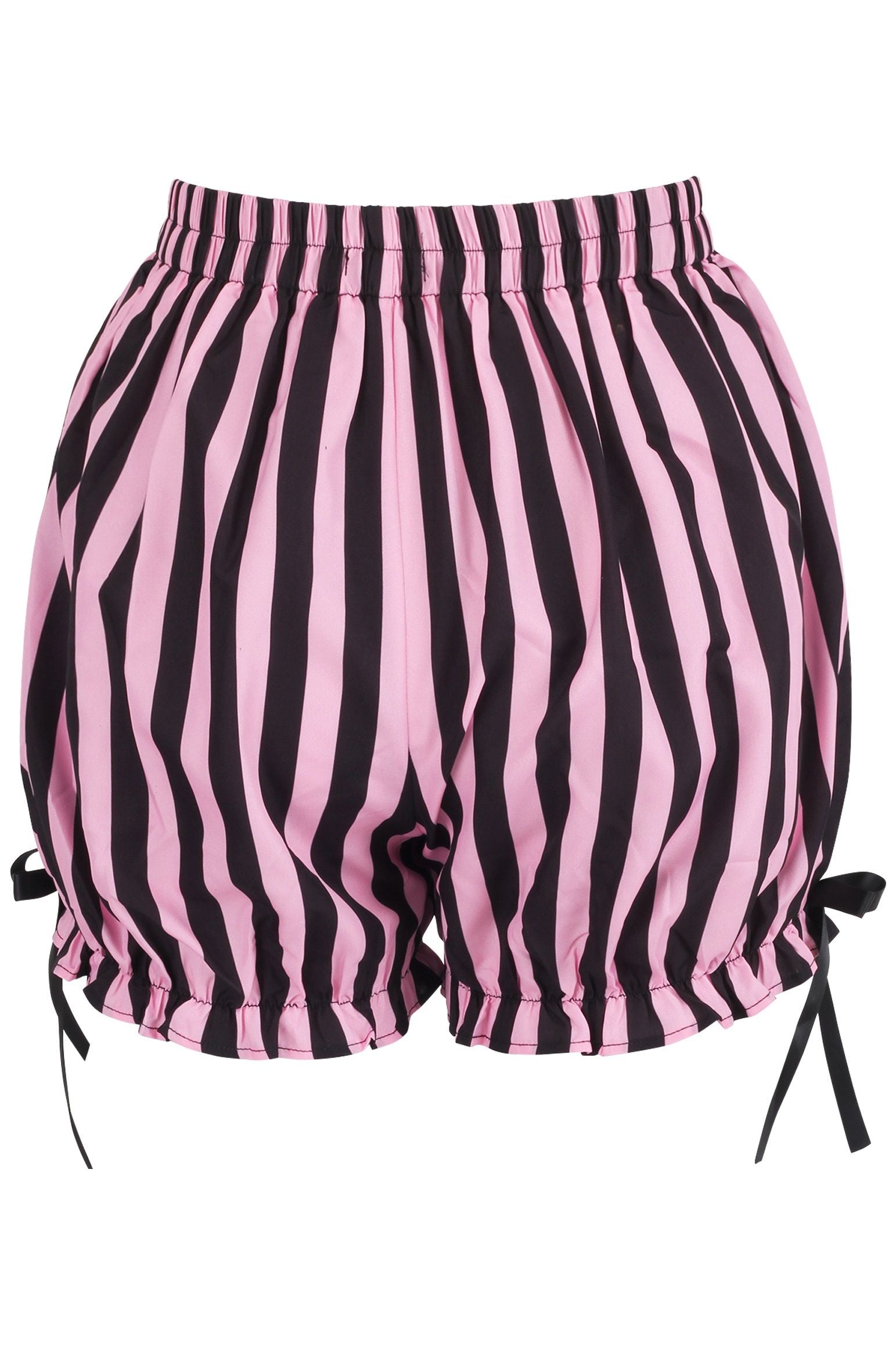 Daisy Corsets Top Drawer 2 PC Pink/Black Striped Burlesque Steel Boned Corset & Bloomer Set - Daisy Corsets