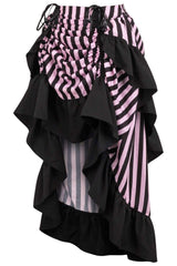Daisy Corsets Black/Pink Stripe Adjustable High Low Skirt - Daisy Corsets - Flyclothing LLC