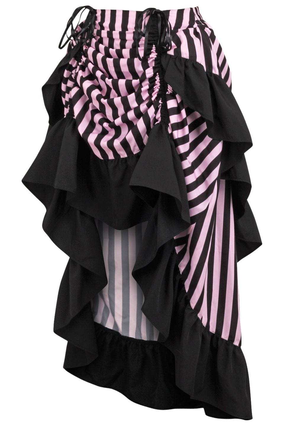 Daisy Corsets Black/Pink Stripe Adjustable High Low Skirt - Daisy Corsets - Flyclothing LLC
