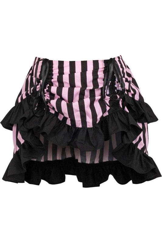 Daisy Corsets Black/Pink Striped Ruched Bustle Skirt - Daisy Corsets - Flyclothing LLC
