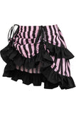 Daisy Corsets Black/Pink Striped Ruched Bustle Skirt - Daisy Corsets