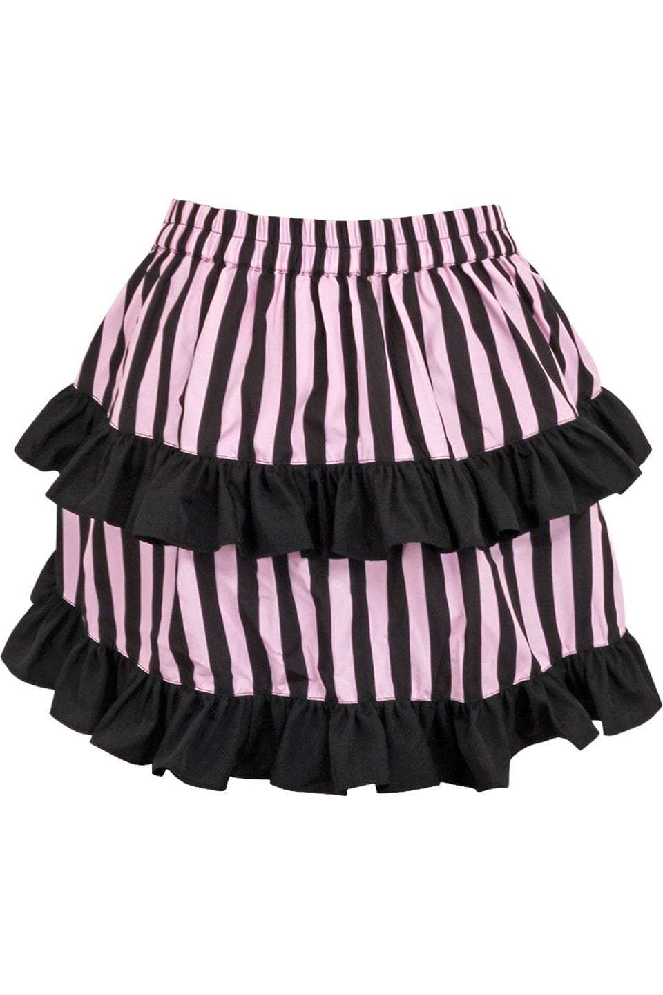 Daisy Corsets Black/Pink Striped Ruched Bustle Skirt - Daisy Corsets - Flyclothing LLC