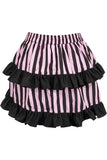 Daisy Corsets Black/Pink Striped Ruched Bustle Skirt - Daisy Corsets