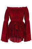Daisy Corsets Dark Red Velvet Ruffle Dress - Daisy Corsets