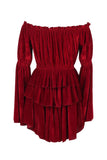Daisy Corsets Dark Red Velvet Ruffle Dress - Daisy Corsets
